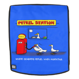 Funny sea gulls petrel cartoon humour backpack