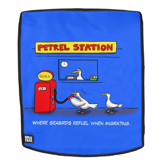 Funny sea gulls petrel cartoon humour backpack (Removable Face)