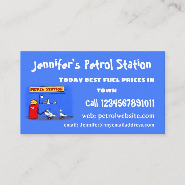 Funny sea gulls petrel cartoon humour business card (Front)