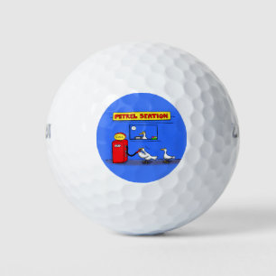 Funny sea gulls petrel cartoon humour golf balls