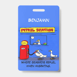 Funny sea gulls petrel cartoon humour ID badge