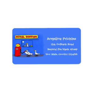 Funny sea gulls petrel cartoon humour label