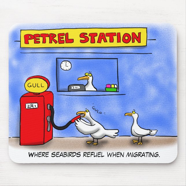 Funny sea gulls petrel cartoon humour mouse mat (Front)