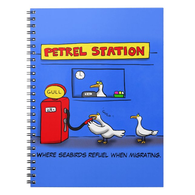 Funny sea gulls petrel cartoon humour notebook (Front)