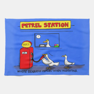 Funny sea gulls petrel cartoon humour tea towel