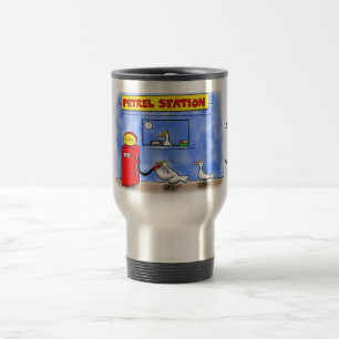 Funny sea gulls petrel cartoon humour travel mug