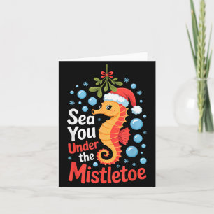 Funny Sea Horse Christmas Seahorse Santa Hat Kids  Card