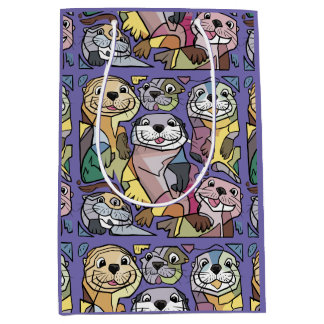 Funny Sea Otter Abstract Print Medium Gift Bag