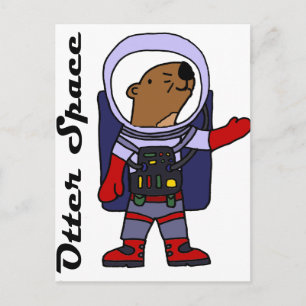 Funny Sea Otter Astronaut in Space Suit Cartoon Postcard