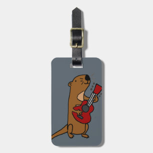 Funny Sea Otter Playing Guitar Luggage Tag