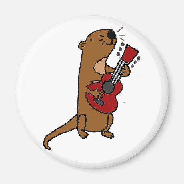 Funny Sea Otter Playing Guitar Magnet (Front)