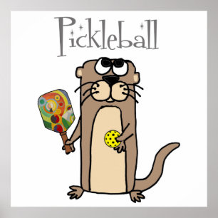 Funny Sea Otter Playing Pickleball Sports Poster