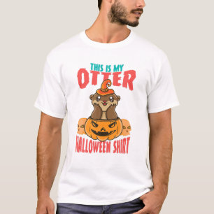 Funny Sea Otter Pumpkin Halloween Illustration Ott T-Shirt