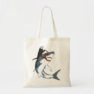 Funny Sea Otter Riding Shark Tote Bag
