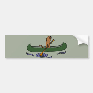Funny Sea Otter Rowing in Canoe Bumper Sticker