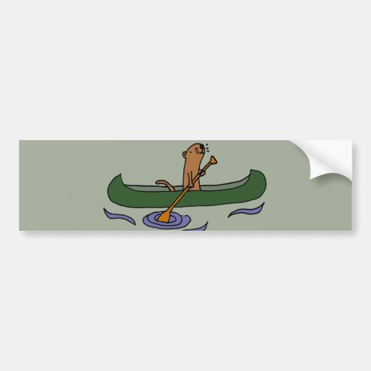 Funny Sea Otter Rowing in Canoe Bumper Sticker Zazzle.co.uk