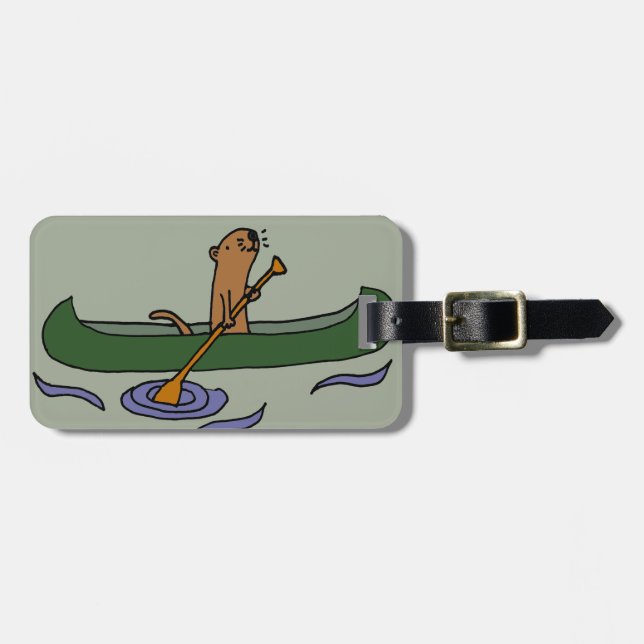 Funny Sea Otter Rowing in Canoe Luggage Tag (Front Horizontal)