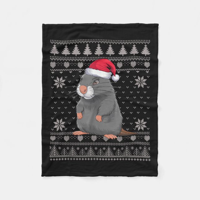 Funny Sea Otter Ugly Christmas Sweater Santa Xmas  Fleece Blanket (Front)
