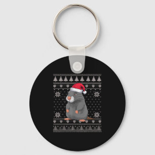 Funny Sea Otter Ugly Christmas Sweater Santa Xmas Key Ring