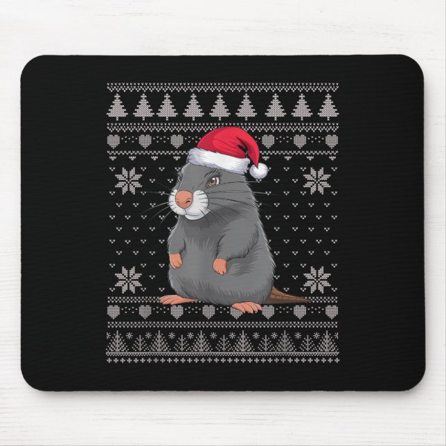 Funny Sea Otter Ugly Christmas Sweater Santa Xmas  Mouse Mat (Front)