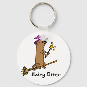 Funny Sea Otter Wizard Cartoon Key Ring