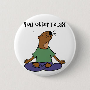 Funny Sea Otter Yoga Artwork 6 Cm Round Badge