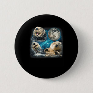 Funny Sea Otters With The Moon Meme Animal For Fam 6 Cm Round Badge