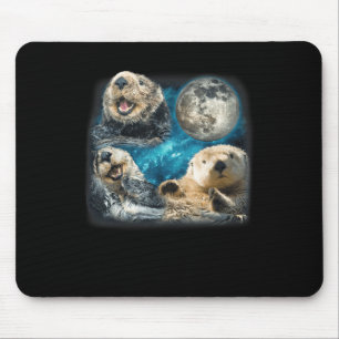 Funny Sea Otters With The Moon Meme Animal For Fam Mouse Mat