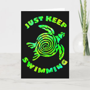 Funny Sea Turtle Just Keep Swimming Ocean Beach Va Card
