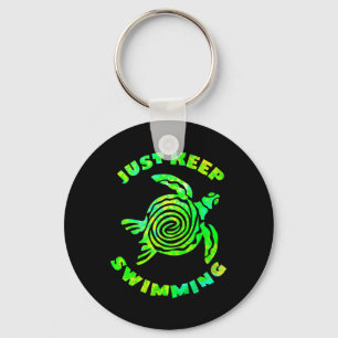 Funny Sea Turtle Just Keep Swimming Ocean Beach Va Key Ring