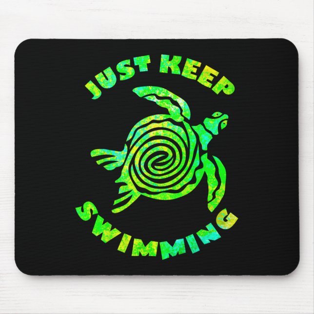 Funny Sea Turtle Just Keep Swimming Ocean Beach Va Mouse Mat (Front)