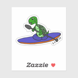 Funny Sea Turtle Kayaking Cartoon