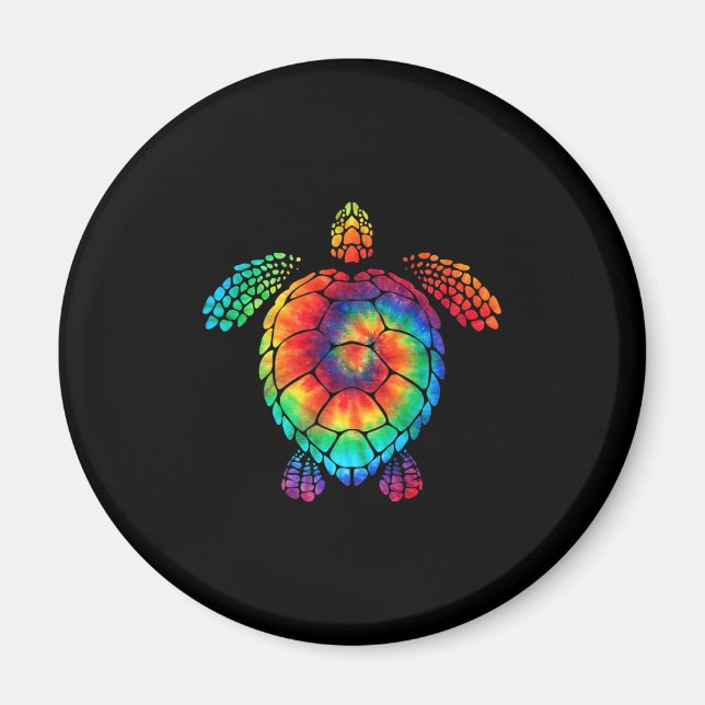 Funny Sea Turtle Ocean Tie Dye Rainbow Hippie Cost Magnet (Front)