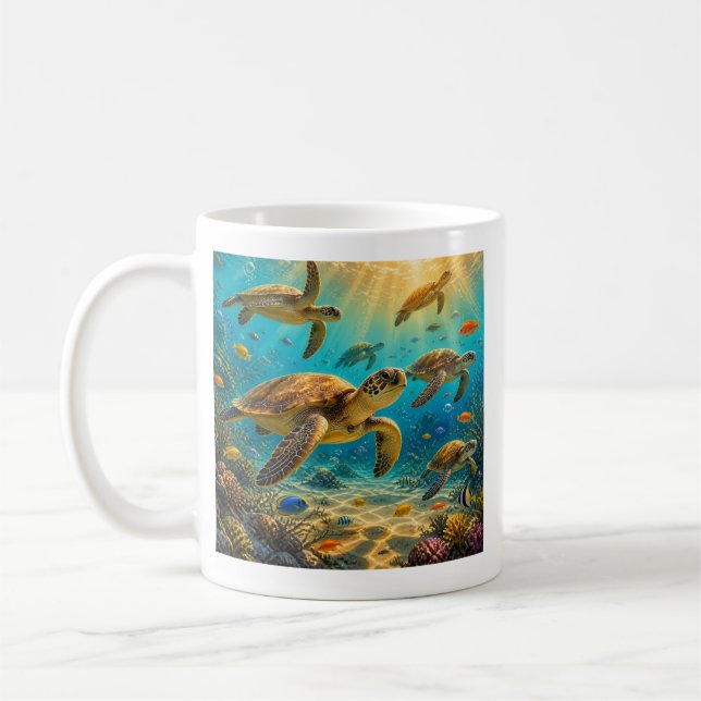 Funny Sea Turtles Coffee Mug (Left)