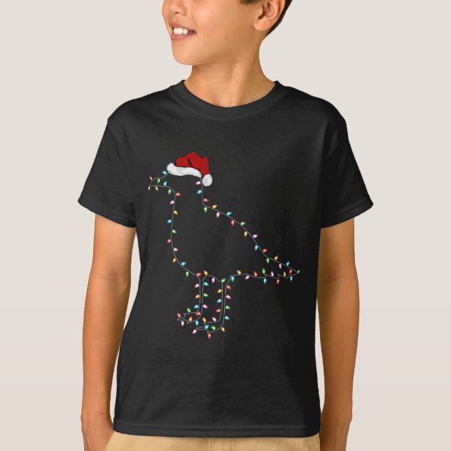 Funny Seagull Bird Xmas Lighting Santa Hat Seagull T-Shirt (Front)