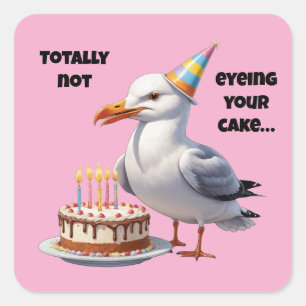Funny Seagull Cake Joke – Totally Innocent! Square Sticker