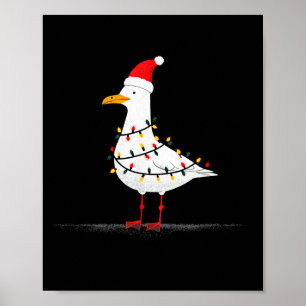 Funny Seagull Christmas Graphics Animal Lights Lov Poster