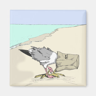 Funny Seagull Fast Food Refrigerator Magnet