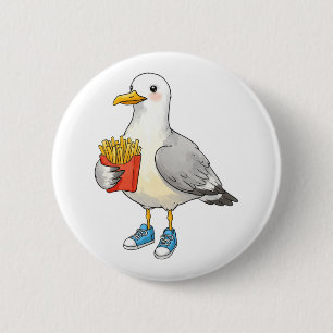 Funny Seagull Fries Sneakers 6 Cm Round Badge