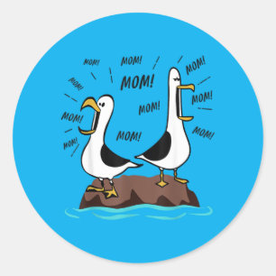 Funny Seagull Mum Mum Ocean Life Mothers Day Bird Classic Round Sticker