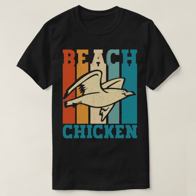 Funny Seagull Sea Gull Beach Chicken Retro T-Shirt (Design Front)