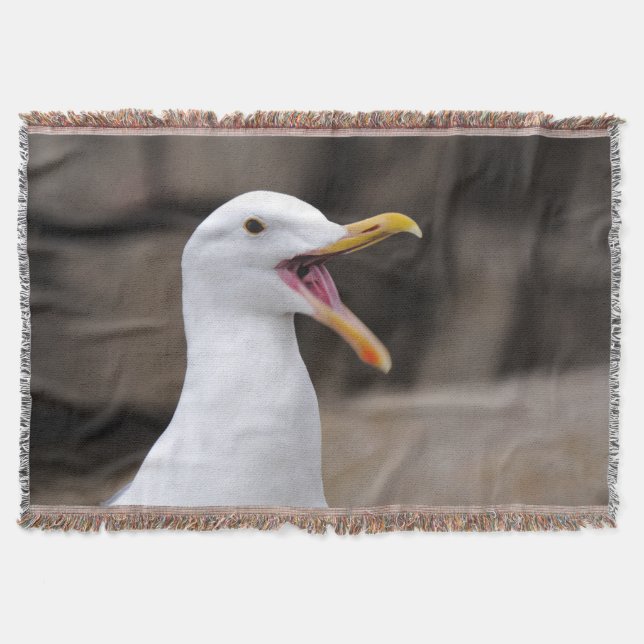 FUNNY Seagull Throw Blanket (Front)