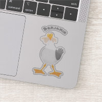 Funny seagull with French fries cartoon