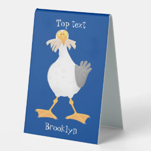 Funny seagull with French fries cartoon