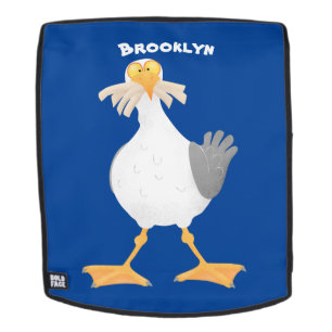 Funny seagull with French fries cartoon Backpack