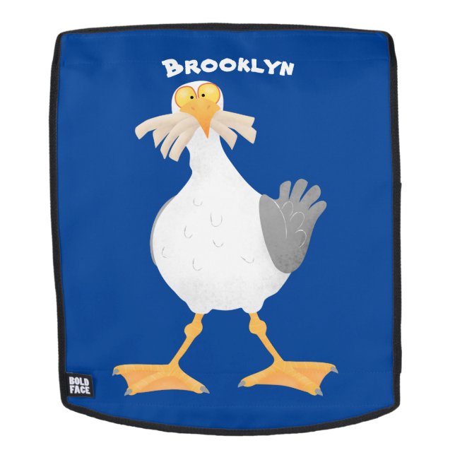 Funny seagull with French fries cartoon Backpack (Removable Face)
