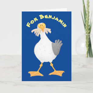 Funny seagull with French fries cartoon Card