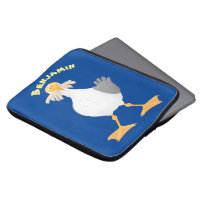Funny seagull with French fries cartoon