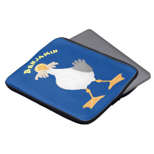 Funny seagull with French fries cartoon Laptop Sleeve