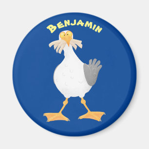 Funny seagull with French fries cartoon Magnet